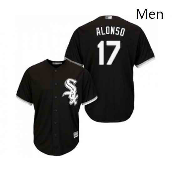 Mens Chicago White Sox 17 Yonder Alonso Replica Black Alternate Home Cool Base Baseball Jersey